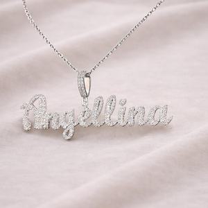 Colgante de Moissanita Personalizado con Nombre en Cursiva, de Lujo, Estilo Hip Hop, Regalo para Fiesta, de Plata de Ley 925, Joyería Fina, Colgantes y Dijes - Product Image 1