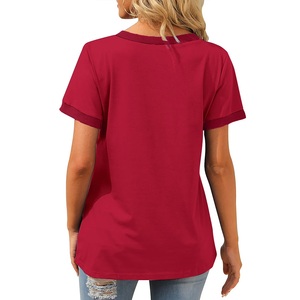 Export Solid Color Women's V-Neck T-<b>Shirt</b> Premium Breathable Eco-Friendly 100% Cotton Casual Everyday Comfort From BD - Product Image 2