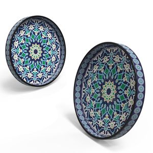 Fancy Customized <b>Sticker</b> Printed Mango Wooden Serving Tray Stylish Round Snacks Platter and Dinnerware Serving Trays for Sell - Product Image 4