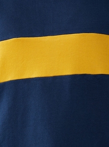 Sweat-shirt à col rond pour femme, bleu marine et jaune, à blocs de couleur, manches longues, tricoté, décontracté, respirant, pour l'automne - Product Image 6