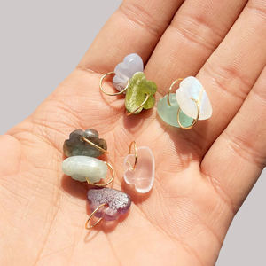 Dijes de Piedra Preciosa Natural de Aguamarina en Forma de Nube con Aro Dorado, Hechos a Mano, Suministros para la Fabricación de Joyería de Piedras Semipreciosas - Product Image 6