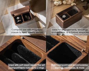Boîte à bague de fiançailles en bois pour demande en mariage, boîte à bijoux pour la Saint-Valentin, boîte à bague rotative en bois pour le jour du mariage avec lumière LED, cadeau - Product Image 4