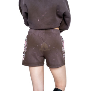 Shorts de survêtement pour femmes de qualité supérieure, imprimé 3D en mousse avec logo Heaven, strass, respirant, 100% coton molletonné, séchage rapide, streetwear - Product Image 4