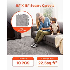 Piastrelle per Moquette Autoadesive Imbottite 18x18 Pollici, Confezione da 10, Quadrati di Tappeto Morbido Staccabili per Pavimenti Domestici - Product Image 2
