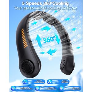 Ventilatori Portatili e Indossabili, Ventilatore Personale da Collo Ricaricabile con 5 Velocità, Silenzioso, Leggero, Batteria a Lunga Durata, Supporto Operativo - Product Image 4