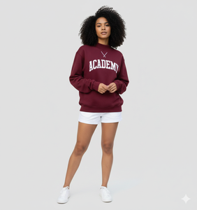 Womens <b>Maroon</b> Crew Neck Sweatshirt Regular Fit Casual Fleece Pullover Autumn Fashion <b>Top</b> - Product Image 1