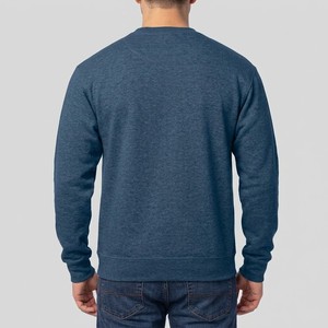 Sweat-shirt à col rond pour homme, bleu marine chiné, coupe classique, molleton brossé doux, manches longues, décontracté, pour tous les jours, hiver - Product Image 6