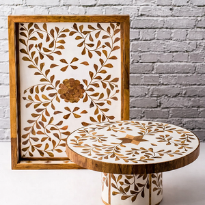 Harmony Wholesale Bela Artisan - Bandeja Decorativa Ecológica, Soporte para Té de la Tarde, Juego de Madera Maciza para Frutas, Postres y Tartas con Base Alta - Product Image 1