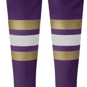 Calcetines de Hockey Morados y Dorados para Hombre, de Poliéster, Largos, Personalizables, para Entrenamiento Deportivo, Uniforme de Equipo, Ropa de Juego, Alto Rendimiento - Product Image 3