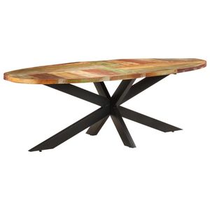 Table à manger en bois massif recyclé, disponible en plusieurs couleurs, fabriquée à la main à partir de bois recyclé - Product Image 1