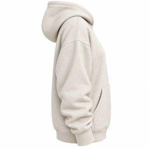 Sweat-shirt à capuche oversize pour femme, beige délavé, brodé, à épaules tombantes, décontracté, à manches longues - Product Image 3