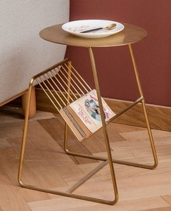 Mesa Consola Moderna de Metal Bronce con Tapa de Doble Hoja y Base de Pedestal, Mueble Contemporáneo para Sala de Estar, Diseño Artesanal - Product Image 4