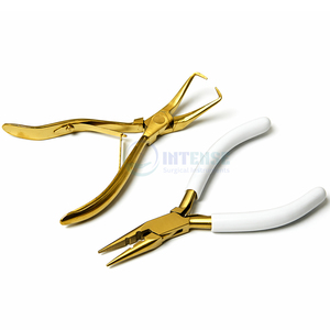 Professional Hair <b>Extension</b> Tool Kit <b>Beading</b> Needle Plier Set Stainless Steel Black Kit with Leather Case for Salon Experts - Product Image 2