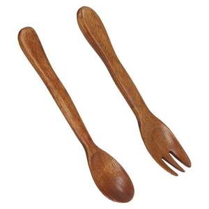Ustensiles de cuisine, cuillères et fourchettes en bois de teck écologiques pour servir les salades de fruits et légumes, pour la cuisine - Product Image 6
