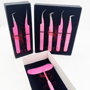 La plus nouvelle pince à cils en acier inoxydable à paillettes roses antidérapantes - Product Image 2