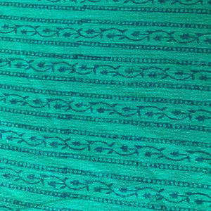 Tela de algodón india estampada a mano con diseño de rayas tonales en verde azulado |   Textiles Artesanales Indios - Product Image 2