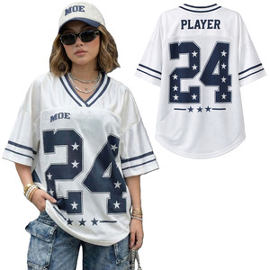 Camiseta Deportiva Oversize de Malla para Mujer, Estilo Fútbol Americano con Número, Streetwear Y2K, Top Transpirable de Poliéster, Estilo de Equipo, OEM, Marca Privada - Product Image 1