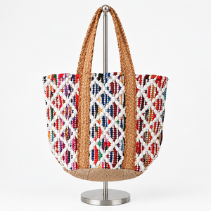 Bolsas de compras de yute ecológicas de nuevo diseño ofrecen una alternativa sostenible a las bolsas de plástico y son ideales como bolsas de playa para mujeres. - Product Image 1