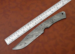 Cuchillo de hoja fija de acero de Damasco con borde dentado para la industria del signeo, cuchillo de camping DIY con mango de madera - Product Image 4