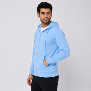Wholesale Regular Fit Men <b>Zip</b> <b>up</b> Hoodie 100% Cotton Full Zipper Custom Logo Thick Drop Shoulder Regular Length Winter 350g - Product Image 4