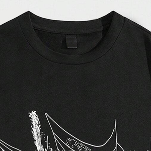 T-shirt noir pour homme grande taille avec imprimé toile d'araignée, col rond, manches courtes, jersey décontracté en coton, tissu respirant et extensible - Product Image 3