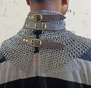 Medieval Chainmail Collar – <b>Riveted</b> Steel Gorget Armor, Knight Neck Guard, Viking Reenactment Costume - Product Image 5