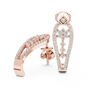 Boucles d'oreilles créoles Bali en argent sterling 925 plaqué or rose 18 carats avec zircon pavé Aurora, bijoux de luxe tendance pour femmes - Product Image 3