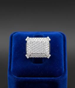 Bague carrée Hip Hop pour homme, sertie de diamants, en argent sterling 925, finition or 10K 14K, bague de luxe pour les fêtes et le style urbain - Product Image 4