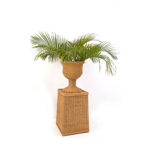 Classic Tall Rattan Pedestal Planter Basket Handwoven <b>Wicker</b> Flower <b>Vase</b> Elegant Decorative Indoor Outdoor Planter Boho Rustic - Product Image 5