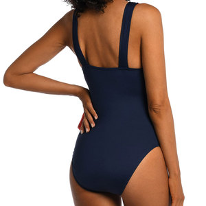 Factory Direct Sale Solid Color Women's Swimming Suit Custom Made 1 Piece Front Logo Quick Dry Breathable <b>V</b>-<b>Strings</b> - Product Image 4