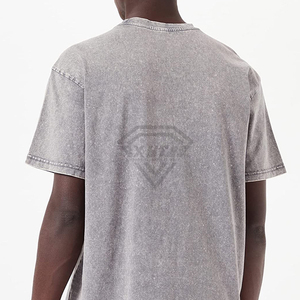 T-shirt personnalisé délavé à l'acide, coupe oversize, en coton, style streetwear vintage, uni, pour homme, vierge, épais, effet vieilli, à épaules tombantes - Product Image 5