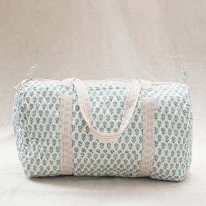 Handmade Cotton Quilted Duffle Bag Lightweight Spacious Interior Durable Construction Elegant Block Print Perfect For Travel - Product Image 3