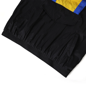 Anorak coupe-vent rétro Oakwood à blocs de couleur, noir, jaune, bleu roi, à capuche, quart de zip, grande taille, imperméable - Product Image 3