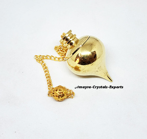 Hermoso Péndulo Metálico en Forma de Lágrima Dorada, Péndulo de Radiestesia Hecho a Mano, Metálico, Nuevo Estilo, Precio Razonable en Amayra Crystals - Product Image 5