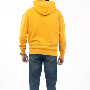 Mustard Yellow Oversized Kangaroo Pocket Long Sleeve Fleece Hooded <b>Jumper</b> Winter Collection Men Hoodies - Product Image 3