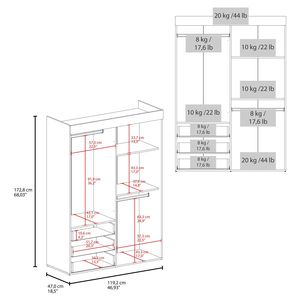 Armadio spazioso a 4 ante bianco FM FURNITURE Laurens con cassetti e ripiani multiuso - Product Image 3