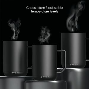 IonMug 12oz. Taza de café autocalentable de acero inoxidable con tapa, 3.5 x 3.5 x 5 pulgadas, base de carga para calentadores de jarras y tazas - Product Image 2