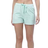 Celana Pendek Wanita Warna Hijau Mint Katun Pinggang Sedang Tali Serut Kasual Regular Fit Warna Solid Rajutan Bernapas