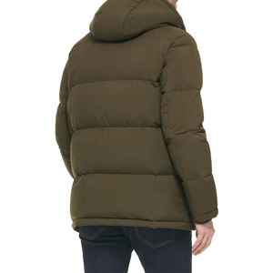 <b>Men's</b> Hooded <b>Puffer</b> Jacket Stand Collar Front Logo Camouflage Sherpa Lined Windproof Thick Quilted Winter <b>Coat</b> Olive Green - Product Image 4