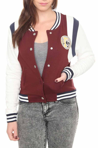Veste universitaire rouge et blanche avec lettre C brodée, style preppy, coupe classique, simple boutonnage, en polyester - Product Image 3
