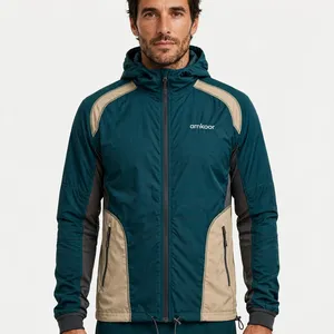 Veste imperméable coupe-vent à capuche pour homme, couleur personnalisée, style sportif, fermeture éclair, polyester, hiver, extérieur - Product Image 1
