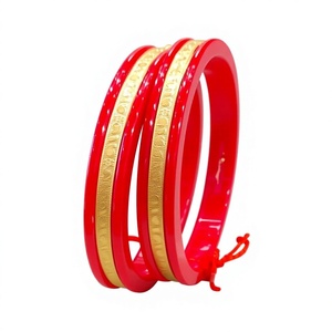 22k Solid Gold Traditional Red Pola <b>Bangle</b> <b>Indian</b> Handmade Ethnic Jewelry Elegant Lightweight Daily Wear Ornament 0.88g - Product Image 1