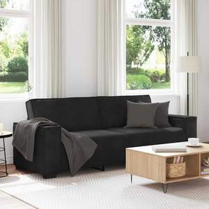 Sofá Rectangular de 3 Plazas en Terciopelo Negro para Sala de Estar - Product Image 1