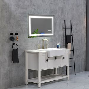 "28x40 Inch <b>Smart</b> Wall-Mounted LED Vanity <b>Mirror</b> with Frontlit Backlight Touch Control Anti-Fog Memory Function" - Product Image 3