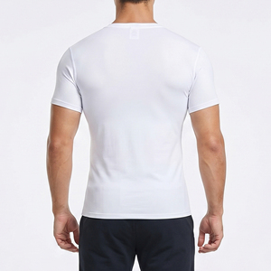 T-shirt de yoga à manches courtes pour homme, col rond, compression, entraînement, fitness, coupe ajustée, vêtement de sport pour homme - Product Image 2