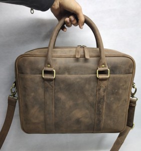 Funda para portátil de cuero Crazy Horse con acabado de cera, estilo elegante y sencillo, para oficina, bandolera, maletín, bolso de mensajero - Product Image 3