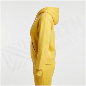 <b>Women</b> <b>Yellow</b> Hooded Sweatshirt Set 100% Cotton Midweight Casual <b>Tracksuit</b> With Pockets Autumn Wear - Product Image 3