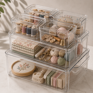 Contenedores Organizadores Transparentes de Plástico PET para Costura y Manualidades, para Herramientas, Hilos, Botones, Agujas y Accesorios - Capacidad de 450ml-4000ml - Product Image 1