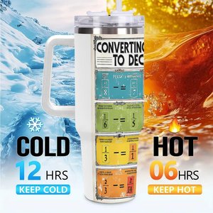 Custom <b>Insulated</b> Tumbler 40oz Stainless Steel Travel <b>Mug</b> With Fraction Conversion Design - Product Image 6
