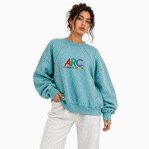 Sweat-shirt à col rond en coton de qualité supérieure, style Y2K, avec strass, design vintage, 400+ GSM, pour femmes, fabriqué par un grossiste. - Product Image 5